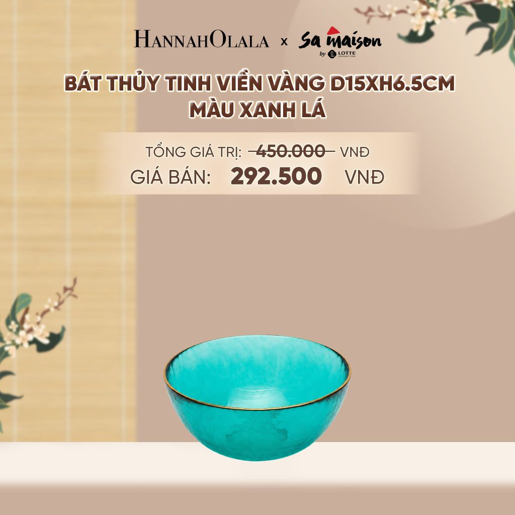  BÁT THỦY TINH VIỀN VÀNG D15XH6.5CM - DEAL 8 - A1825 