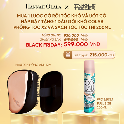  DEAL 1: [MUA 1 TẶNG 1] LƯỢC GỠ RỐI CÓ NẮP ĐẬY TIẸN DỤNG MÀU ĐEN HỒNG ÁNH KIM TẶNG 1 DẦU GỘI KHÔ LÀM PHỒNG X2 VÀ SẠCH TÓC TỨC THÌ 