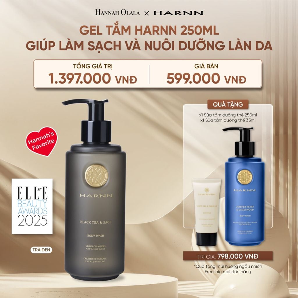  DEAL 1: [MUA 1 TẶNG 1] GEL TẮM HARNN 250ML GIÚP LÀM SẠCH VÀ NUÔI DƯỠNG LÀN DA 
