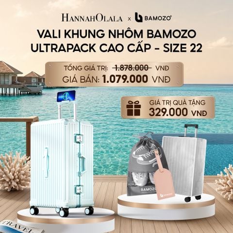  VALI BAMOZO KHUNG NHÔM ULTRAPACK CAO CẤP (TẶNG BỌC VALI CC TRONG SUỐT + THẺ TAG DA CHỐNG THẤT LẠC + TÚI ĐỰNG GIÀY)_ D852 