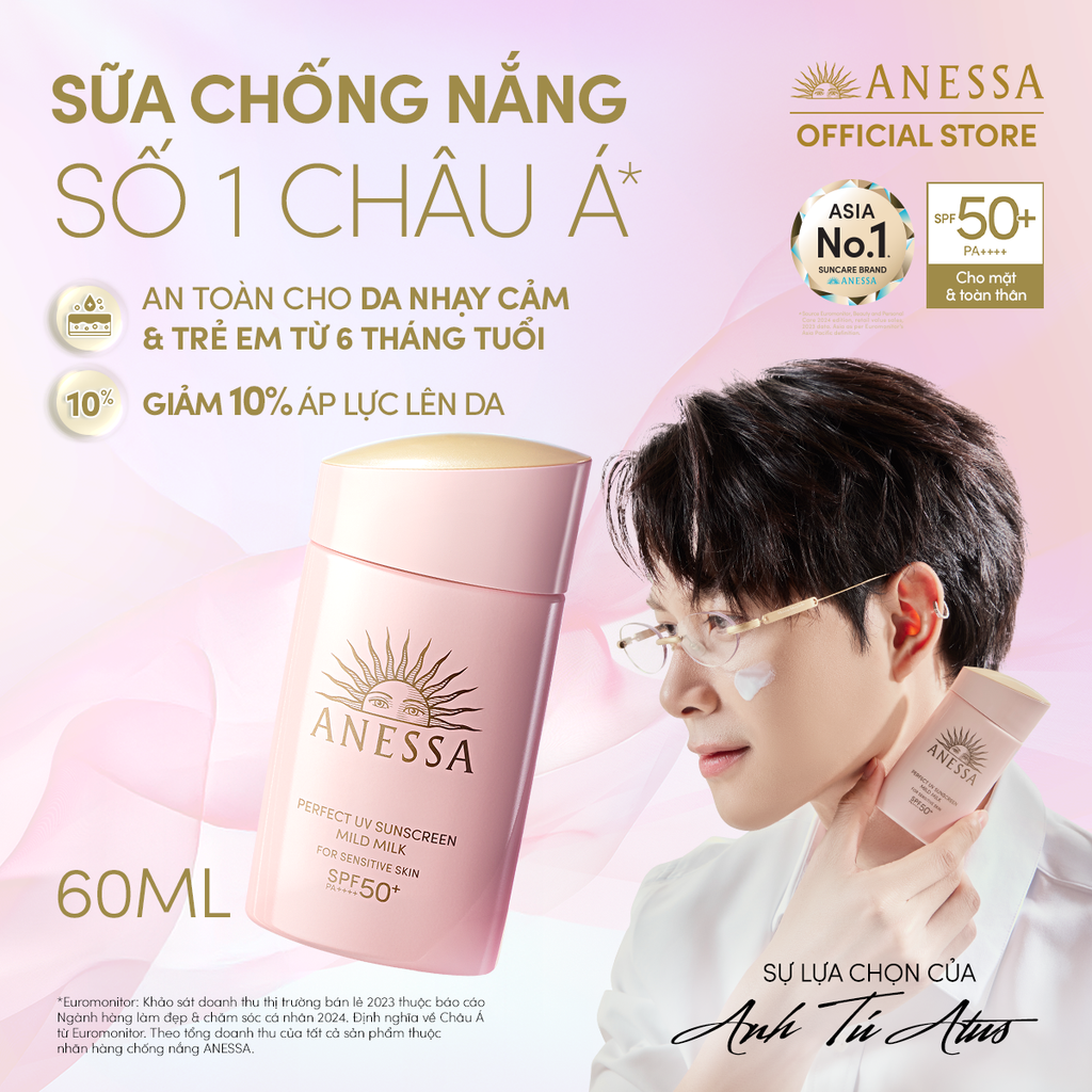  A13: DEAL 20: SỮA CHỐNG NẮNG DƯỠNG DA DỊU NHẸ AN TOÀN CHO DA NHẠY CẢM VÀ TRẺ EM ANESSA MILD MILK SPF50+ PA++++ 60ML 
