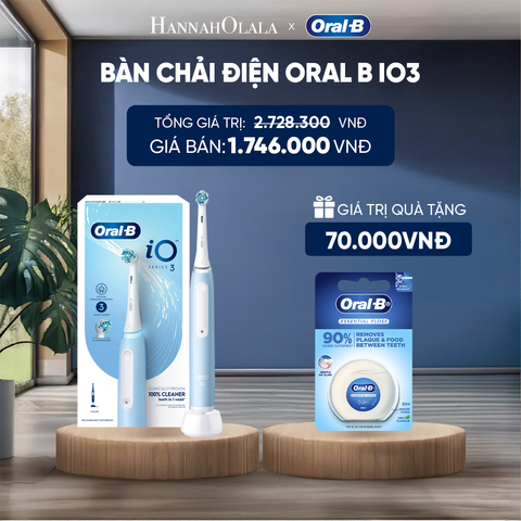  BÀN CHẢI ĐIỆN ORAL-B iO3 CHÍNH HÃNG - CÔNG NGHỆ BẢO VỆ NƯỚU CHỦ ĐỘNG – LÀM SẠCH SÂU – CHỐNG NƯỚC IPX7 - H231 