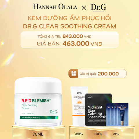  C964_DEAL 1: KEM DƯỠNG ẨM PHỤC HỒI DR.G CLEAR SOOTHING CREAM 70ML TẶNG KÈM 1 KEM CHỐNG NẮNG BRIGHTENING UP SUN+ 20ML 
