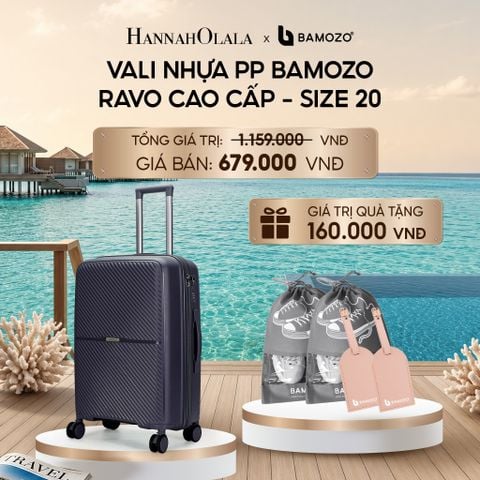  VALI BAMOZO RAVO NHỰA PP CAO CẤP CHỐNG VỠ (TẶNG 2 THẺ TAG DA CHỐNG THẤT LẠC, 2 TÚI ĐỰNG GIÀY XÁM)_ D1973 