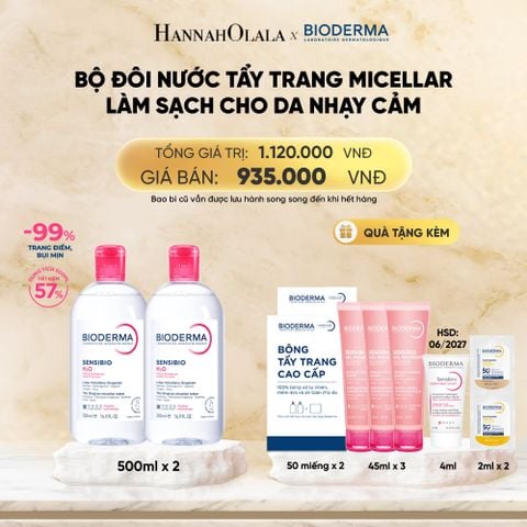  BỘ ĐÔI NƯỚC TẨY TRANG MICELLAR VÀ GEL RỬA MẶT LÀM SẠCH TOÀN DIỆN CHO DA NHẠY CẢM 