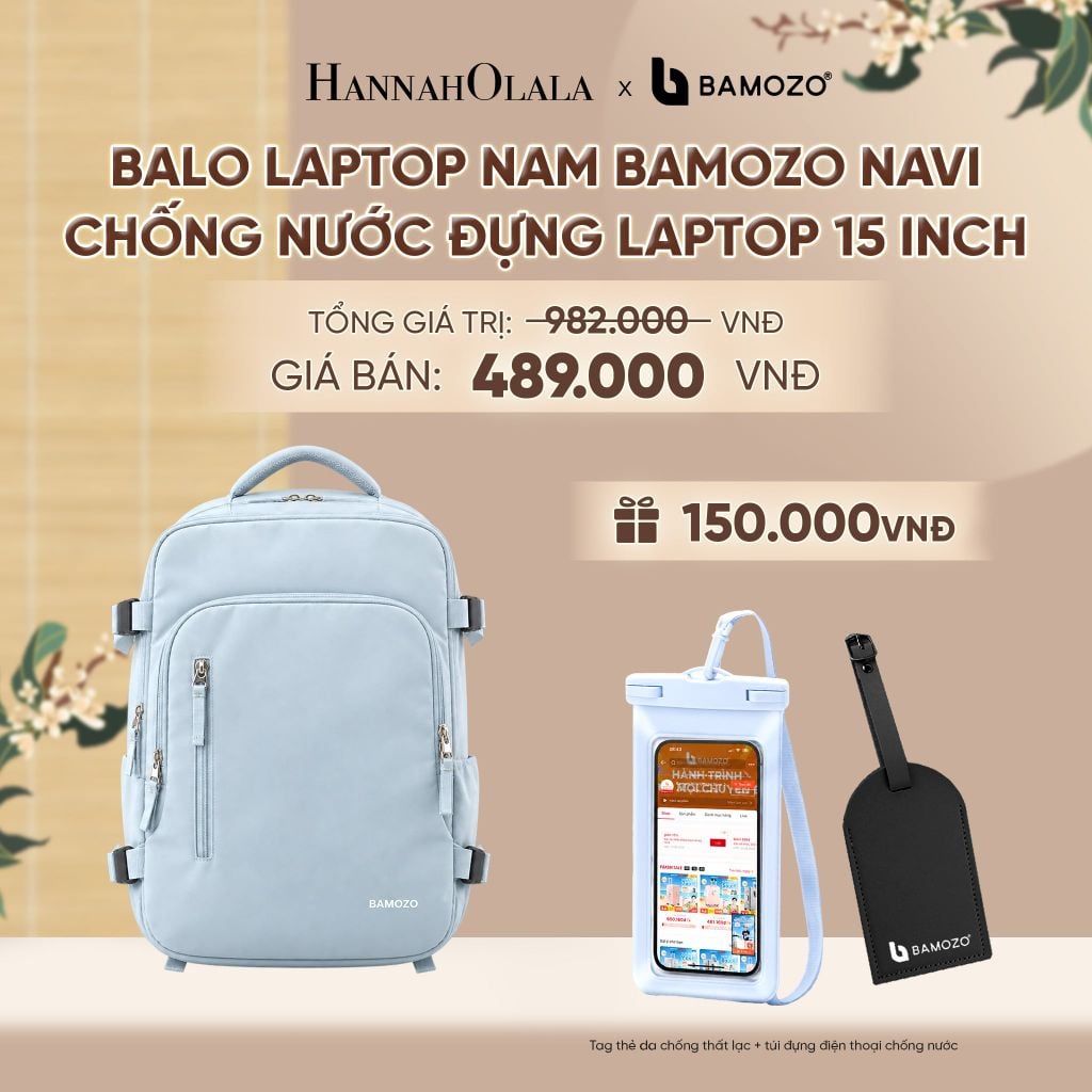  BALO LAPTOP NAM BAMOZO NAVI ĐA NĂNG CHỐNG NƯỚC ĐỰNG LAPTOP 15 INCH CÓ NGĂN ĐỰNG GIÀY ĐI LÀM CÔNG TÁC (TAG THẺ DA CHỐNG THẤT LẠC + TÚI ĐỰNG ĐIỆN THOẠI CHỐNG NƯỚC) - A2504 