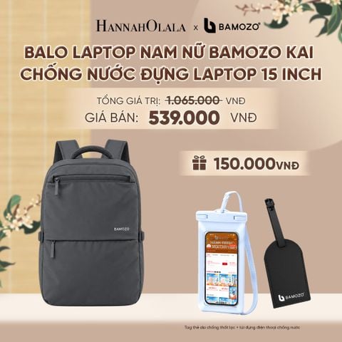  BALO LAPTOP NAM NỮ BAMOZO KAI CHỐNG NƯỚC ĐỰNG LAPTOP 15 INCH, BALO ĐI LÀM CÔNG SỞ CAO CẤP (TAG THẺ DA CHỐNG THẤT LẠC + TÚI ĐỰNG ĐIỆN THOẠI CHỐNG NƯỚC) - A2501 