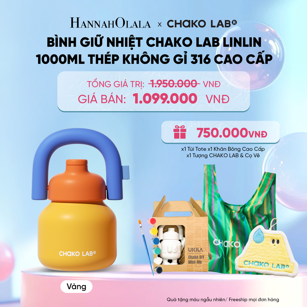  BÌNH GIỮ NHIỆT CHAKO LAB LINLIN 1000ML THÉP KHÔNG GỈ 316 
