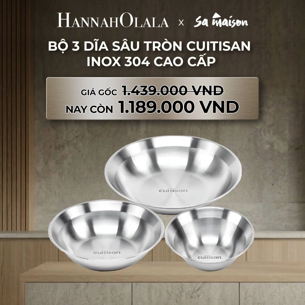 DEAL 5: BỘ 3 DĨA SÂU TRÒN INOX CAO CẤP CUITISAN (EC11-043S3) 