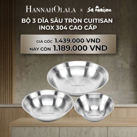  DEAL 5: BỘ 3 DĨA SÂU TRÒN INOX CAO CẤP CUITISAN (EC11-043S3) 