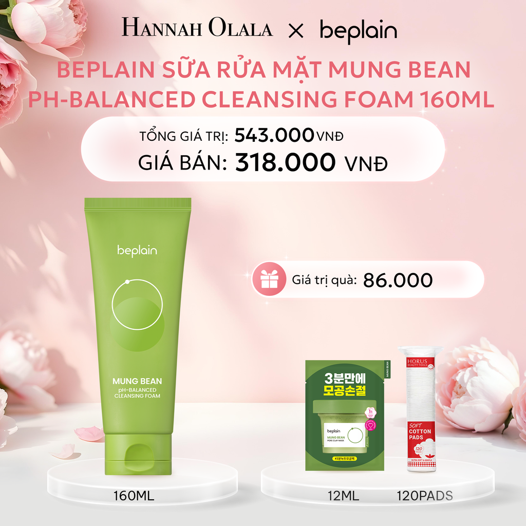  E634: DEAL 1: BEPLAIN SỮA RỬA MẶT MUNG BEAN PH-BALANCED CLEANSING FOAM 160ML 
