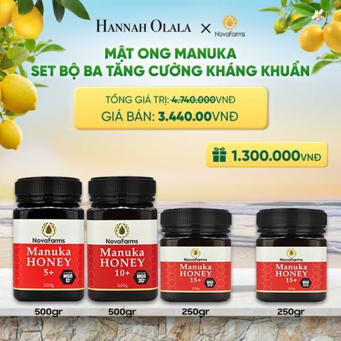  MẬT ONG MANUKA NOVAFARM – SET BỘ BA TĂNG CƯỜNG KHÁNG KHUẨN 
