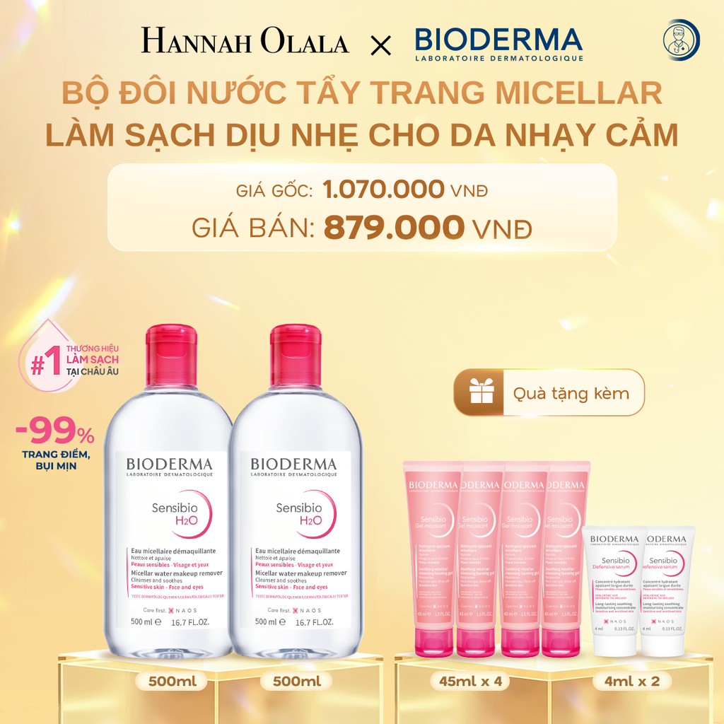  C340_DEAL 1: BỘ ĐÔI NƯỚC TẨY TRANG MICELLAR LÀM SẠCH DỊU NHẸ CHO DA NHẠY CẢM 