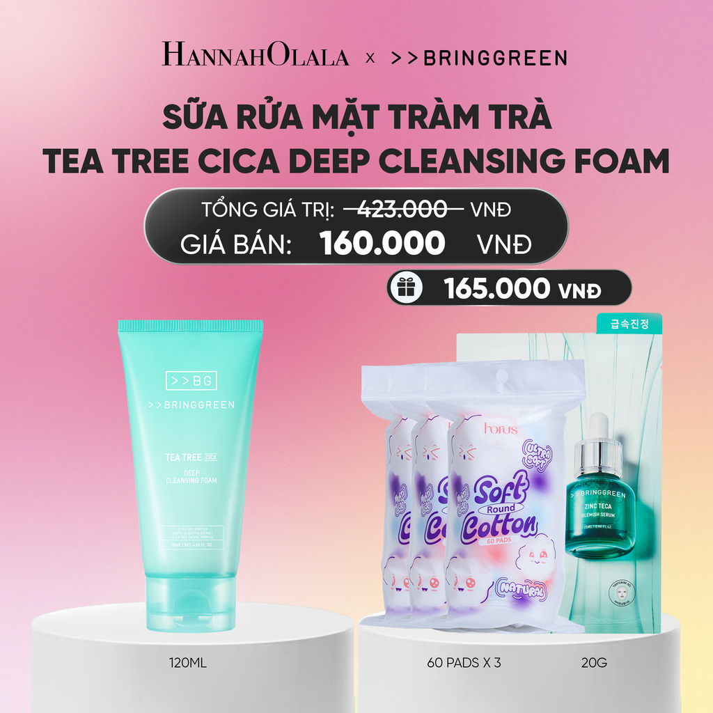  SỬA RỬA MẶT TRÀM TRÀ BRING GREEN TEA TREE CICA DEEP CLEANSING FOAM 120ML_ A2018 