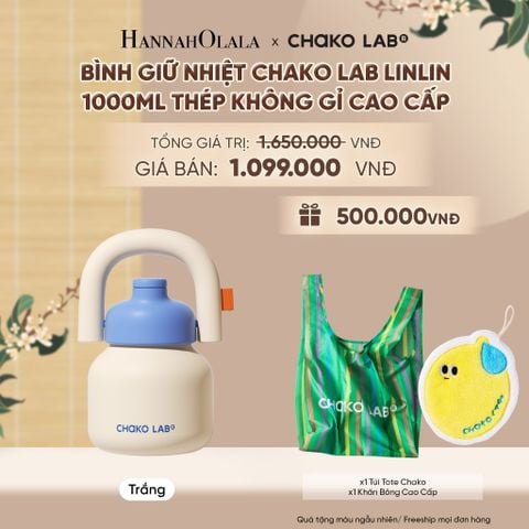  BÌNH GIỮ NHIỆT CHAKO LAB LINLIN 1000ML THÉP KHÔNG GỈ CAO CẤP - A2384 