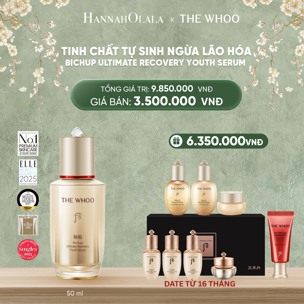  DEAL01: TINH CHẤT TỰ SINH NGỪA LÃO HÓA THẾ HỆ THỨ 4 THE WHOO BICHUP ULTIMATE RECOVERY YOUTH SERUM 50ML 
