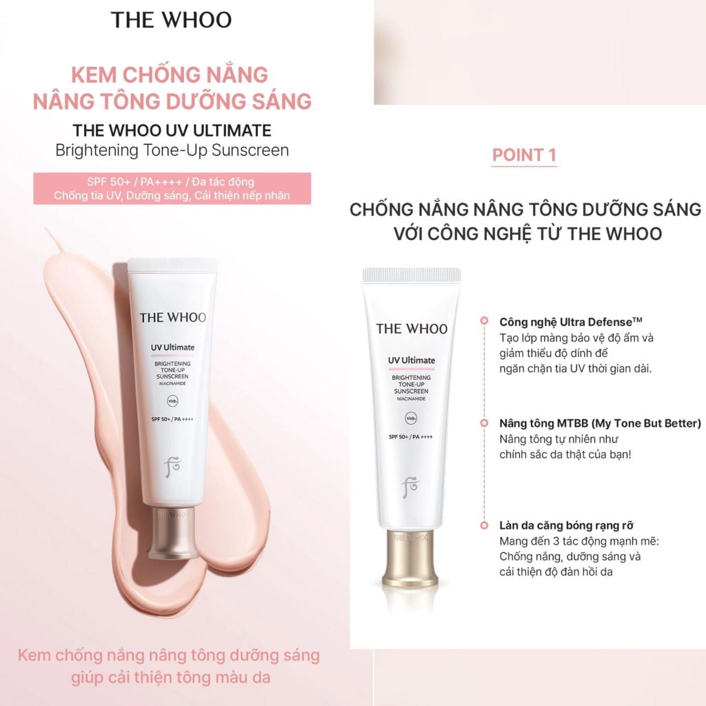  DEAL 27: PHIÊN BẢN NÂNG CẤP - KEM CHỐNG NẮNG NÂNG TÔNG THE WHOO UV ULTIMATE BRIGHTENING TONE-UP SUNSCREEN 50ML 
