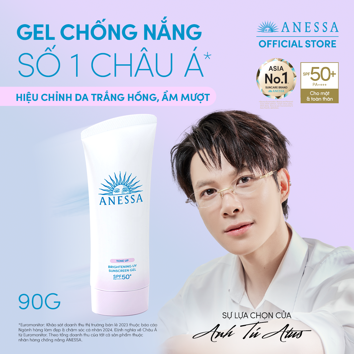  DEAL 15: GEL CHỐNG NẮNG DƯỠNG SÁNG NÂNG TÔNG & HIỆU CHỈNH SẮC TÍM ANESSA BRIGHTENING GEL SPF50+ PA++++ 90G 