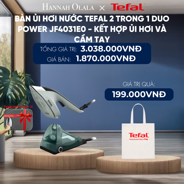  BÀN ỦI HƠI NƯỚC TEFAL 2 TRONG 1 DUO POWER JF4031E0 - KẾT HỢP ỦI HƠI VÀ CẦM TAY - DEAL 1 - H207 