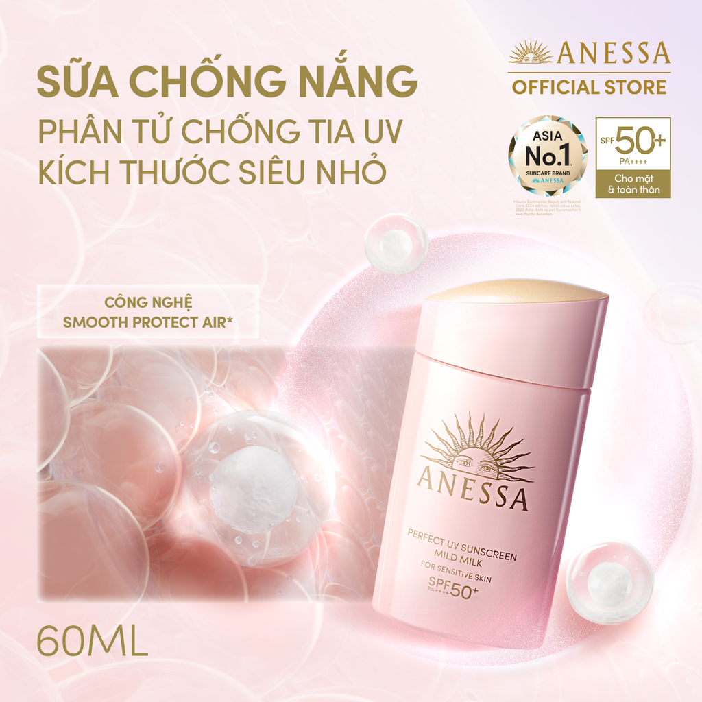  SỮA CHỐNG NẮNG DƯỠNG DA DỊU NHẸ AN TOÀN CHO DA NHẠY CẢM VÀ TRẺ EM ANESSA MILD MILK SPF50+ PA++++ 60ML - DEAL 18 