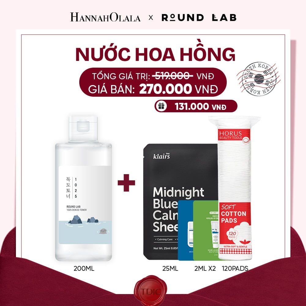  NƯỚC HOA HỒNG ROUND LAB 1025 DOKDO TONER 200ML BỔ SUNG ĐỘ ẨM LÀM DỊU DA_M6 