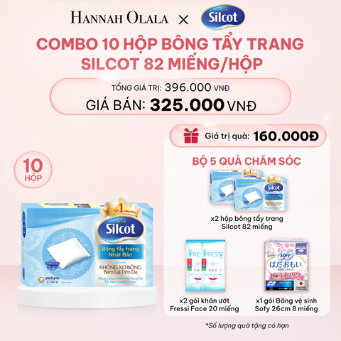  E736_DEAL 1: COMBO 10 HỘP BÔNG TRANG ĐIỂM (BÔNG TẨY TRANG) SILCOT 82 MIẾNG/HỘP 