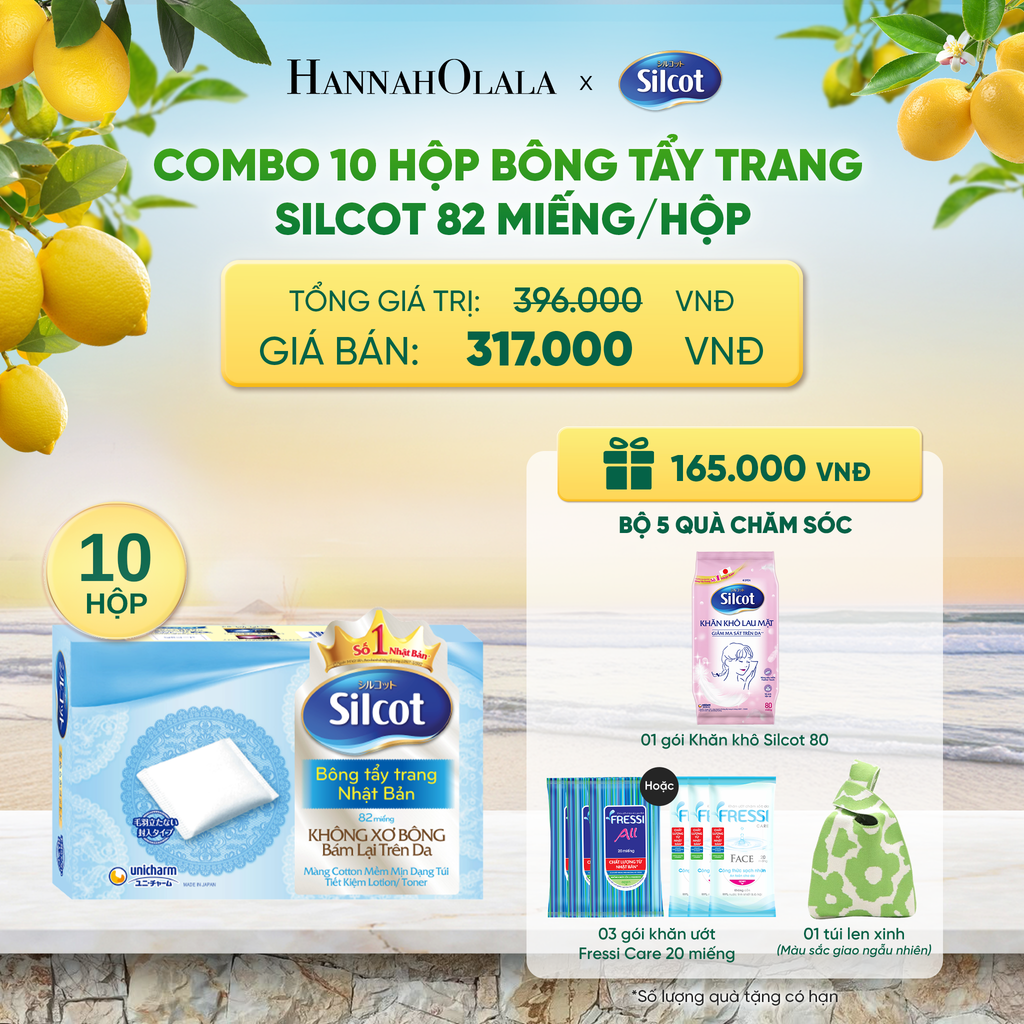  COMBO 10 HỘP BÔNG TRANG ĐIỂM (BÔNG TẨY TRANG) SILCOT 82 MIẾNG/HỘP - DEAL 1 