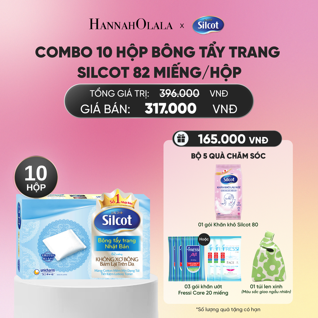  COMBO 10 HỘP BÔNG TRANG ĐIỂM (BÔNG TẨY TRANG) SILCOT 82 MIẾNG/HỘP_A524 