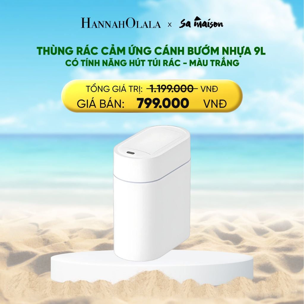  DEAL 10: THÙNG RÁC CẢM ỨNG CÁNH BƯỚM NHỰA 9L CÓ TÍNH NĂNG HÚT TÚI RÁC – MÀU TRẮNG (ELPH6737) 