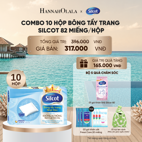 COMBO 10 HỘP BÔNG TRANG ĐIỂM (BÔNG TẨY TRANG) SILCOT 82 MIẾNG/HỘP_ D181 