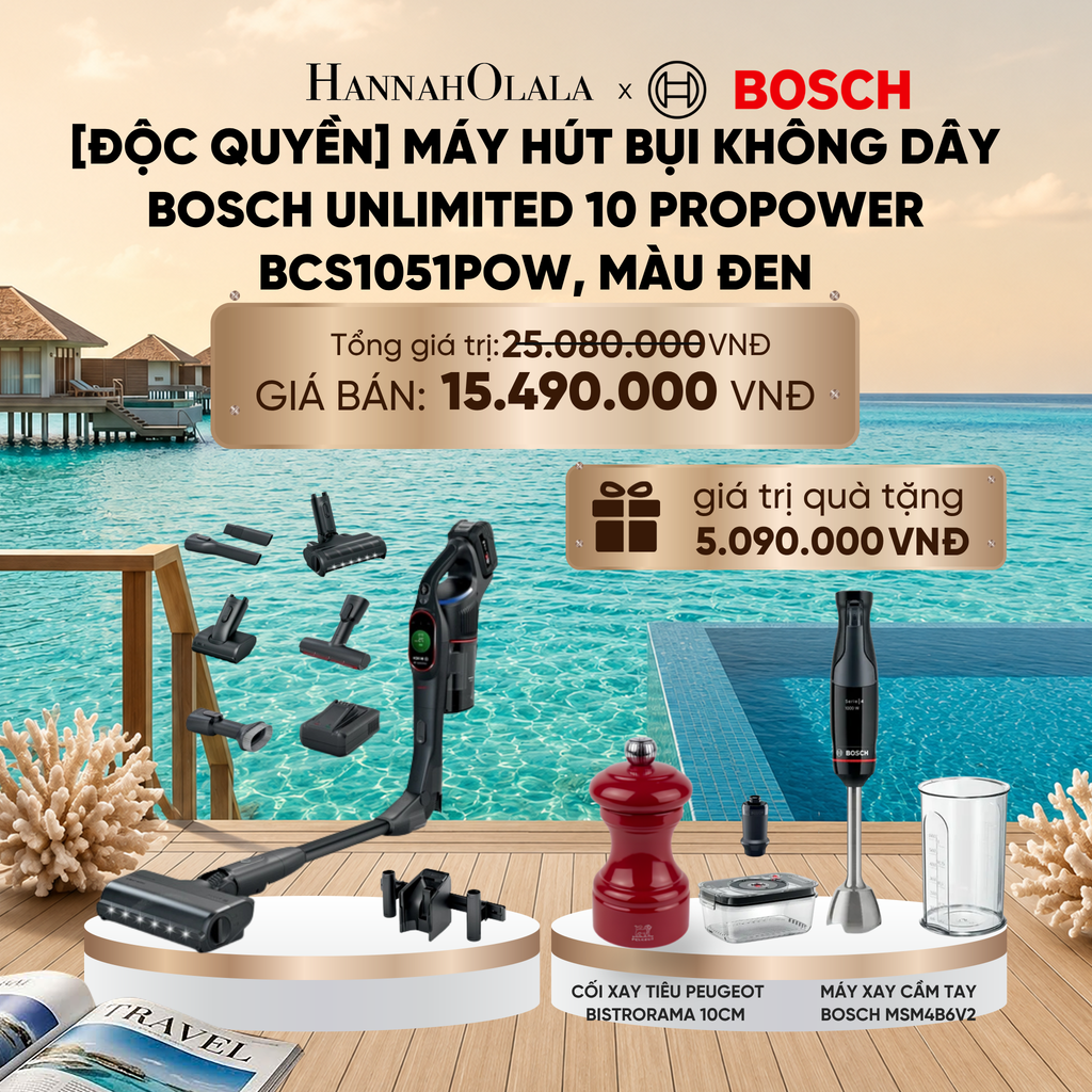  [ĐỘC QUYỀN] MÁY HÚT BỤI KHÔNG DÂY BOSCH UNLIMITED 10 PROPOWER BCS1051POW, MÀU ĐEN_ D1745 