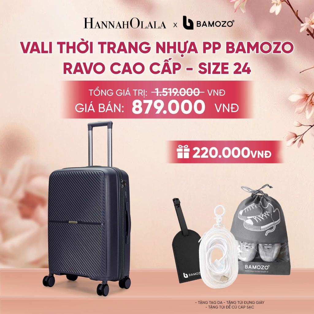  VALI BAMOZO RAVO NHỰA PP CAO CẤP CHỐNG VỠ (TẶNG THẺ TAG DA CHỐNG THẤT LẠC + TÚI ĐỰNG GIÀY XÁM + TÚI ĐỰNG CÁP SẠC) - A2083 