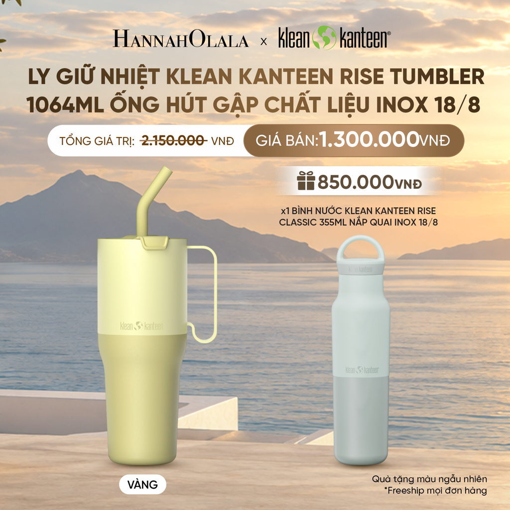  LY GIỮ NHIỆT KLEAN KANTEEN RISE TUMBLER 1064ML ỐNG HÚT GẬP CHẤT LIỆU INOX 18/8 