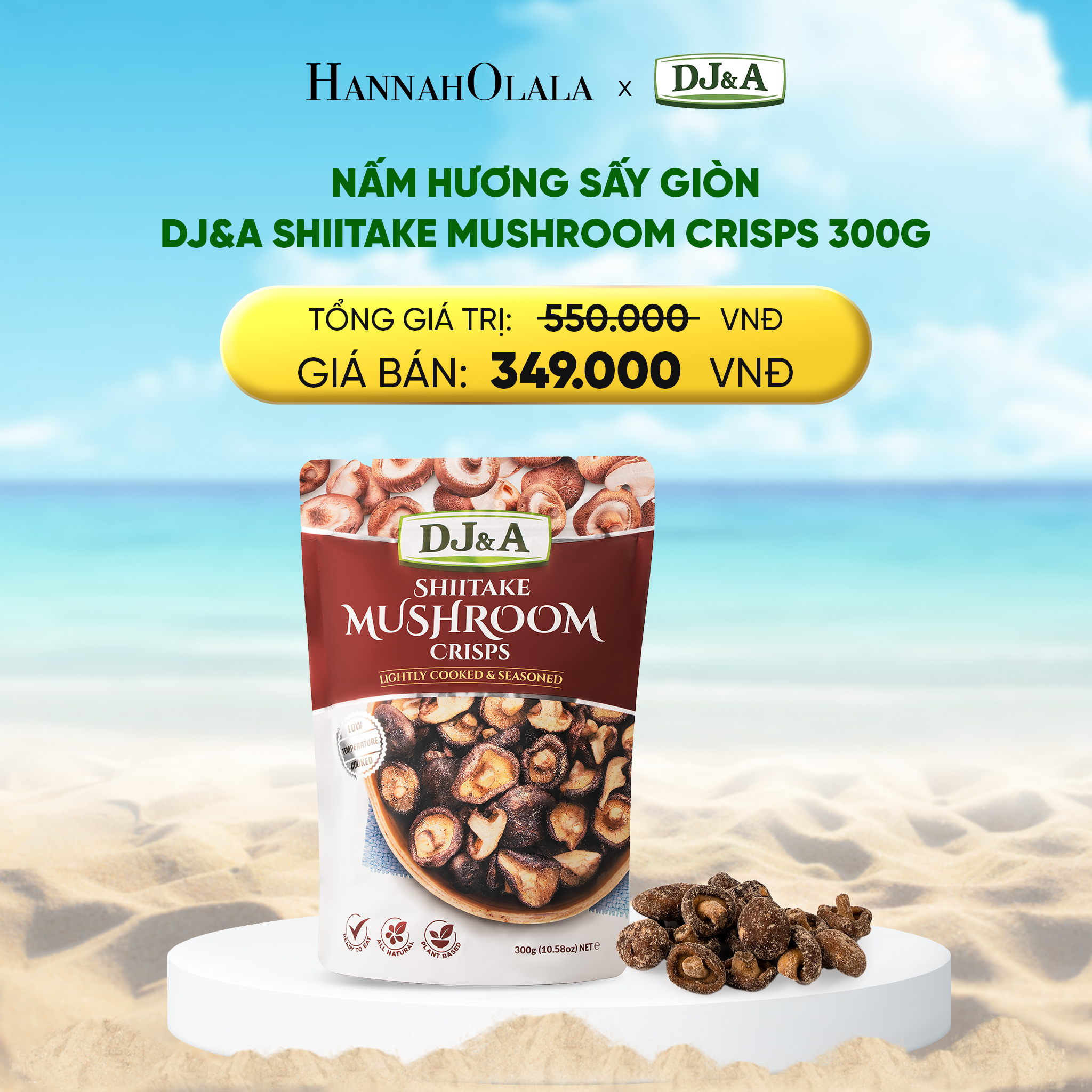 Combo Nấm Hương Sấy Giòn DJ&A Shiitake Mushroom Crisps 300g