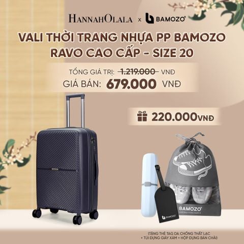  VALI BAMOZO RAVO NHỰA PP CAO CẤP CHỐNG VỠ (TẶNG THẺ TAG DA CHỐNG THẤT LẠC + TÚI ĐỰNG GIÀY XÁM + HỘP ĐỰNG BÀN CHẢI) - A2567 