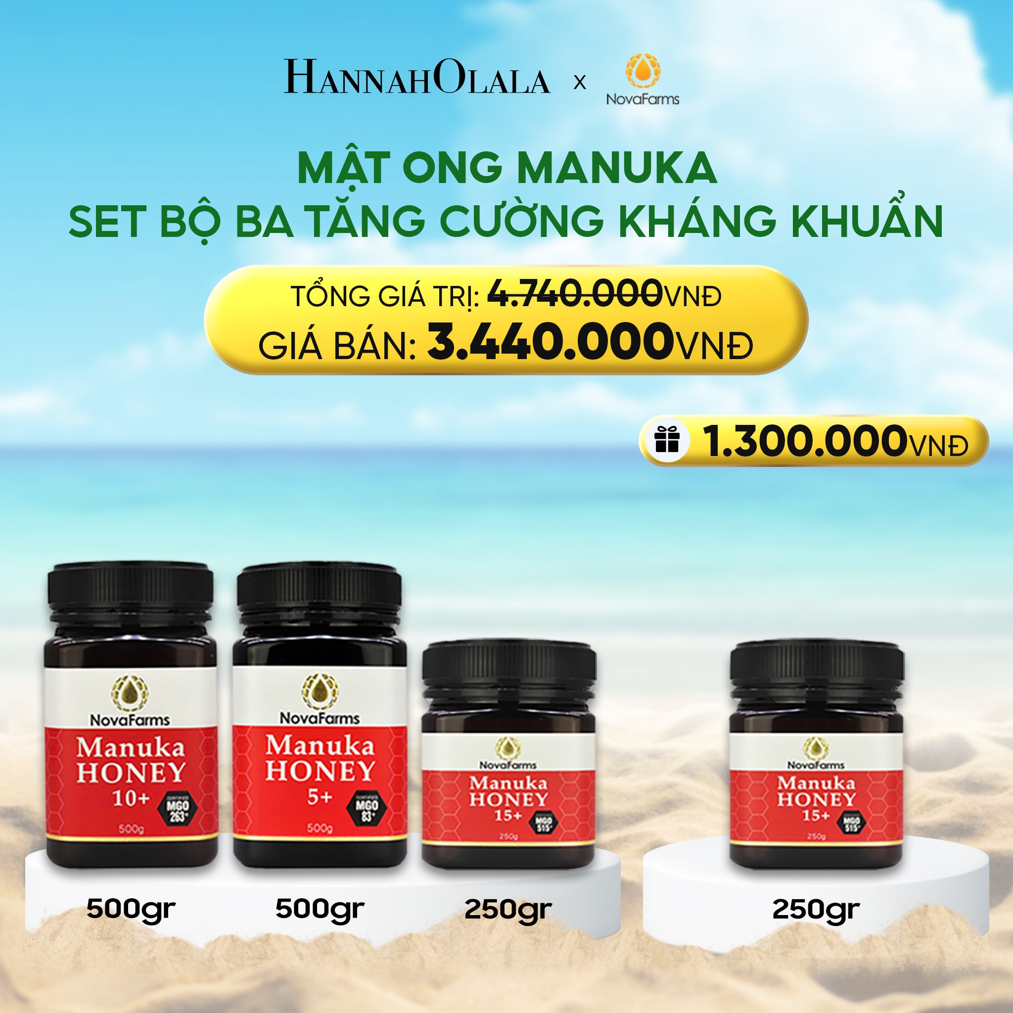 Mật Ong Manuka Novafarm Set Bộ Ba Tăng Cường Kháng Khuẩn