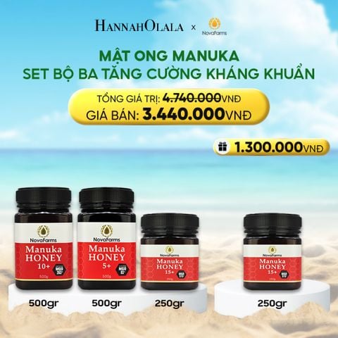  DEAL 1: MẬT ONG MANUKA NOVAFARM – SET BỘ BA TĂNG CƯỜNG KHÁNG KHUẨN 