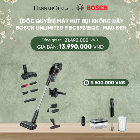  DEAL 1: [ĐỘC QUYỀN] MÁY HÚT BỤI KHÔNG DÂY BOSCH UNLIMITED 9 BCS931BQC, MÀU ĐEN 