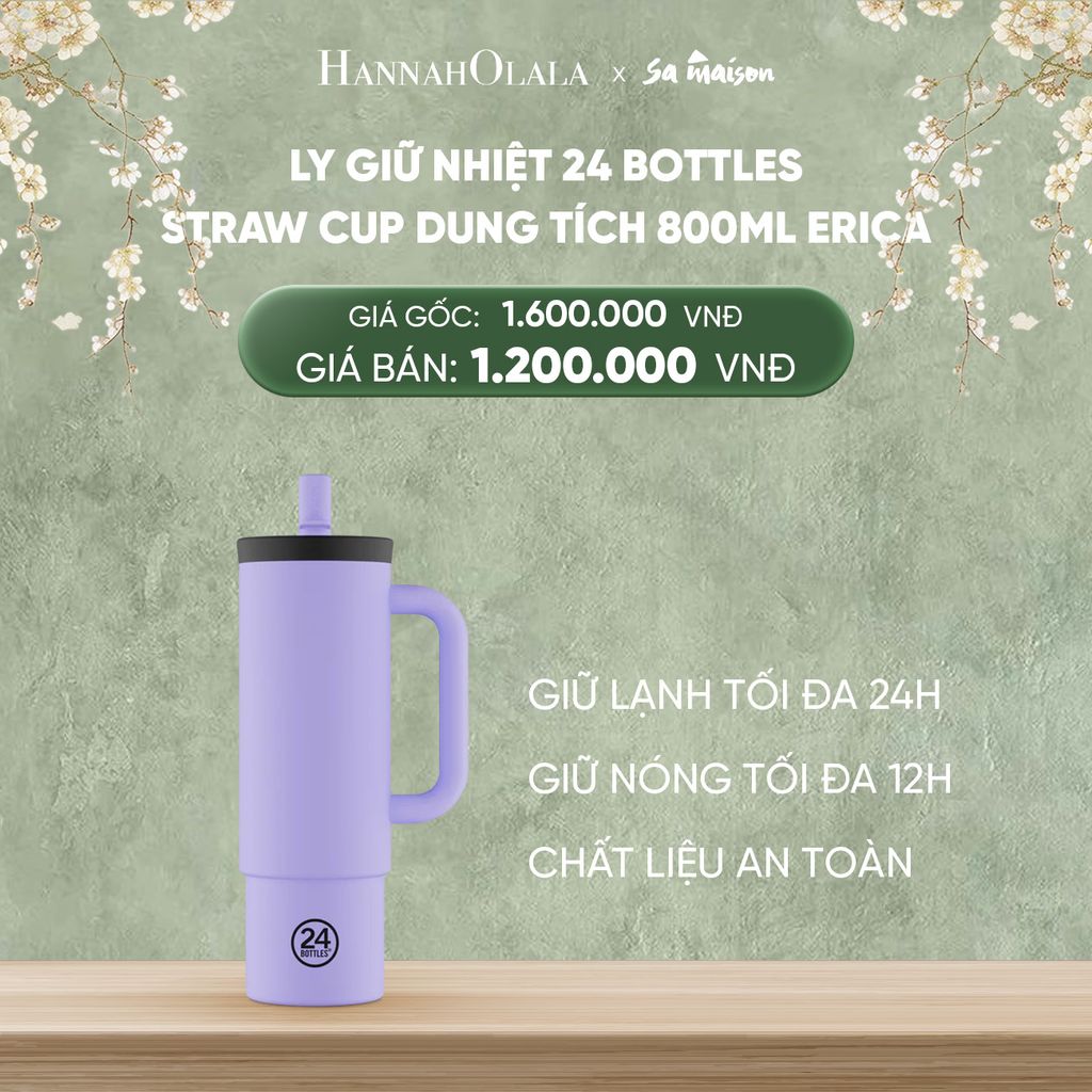  DEAL 2: LY GIỮ NHIỆT 24 BOTTLES STRAW CUP DUNG TÍCH 800ML HỌA TIẾT 