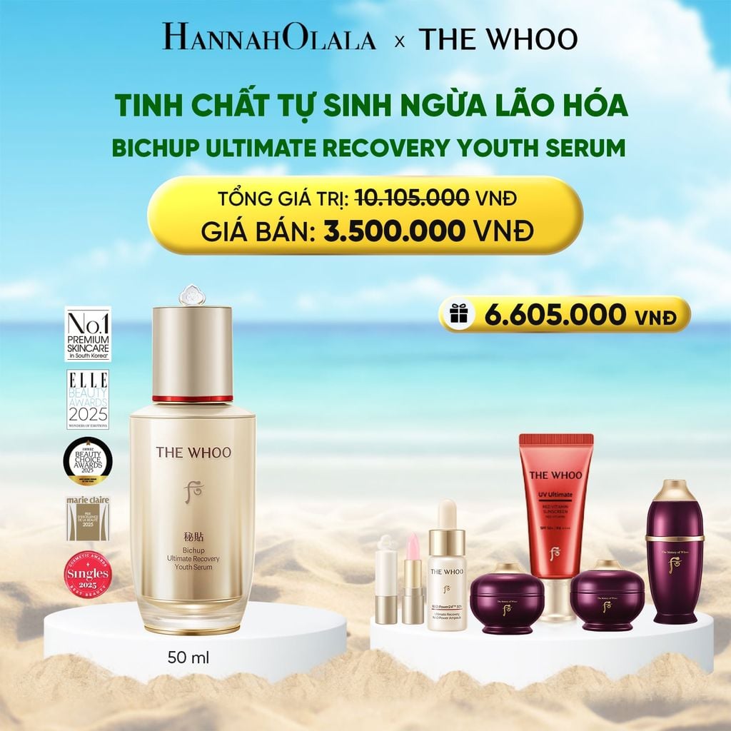  DEAL 1: TINH CHẤT TỰ SINH NGỪA LÃO HÓA THẾ HỆ THỨ 4 THE WHOO BICHUP ULTIMATE RECOVERY YOUTH SERUM 50ML 