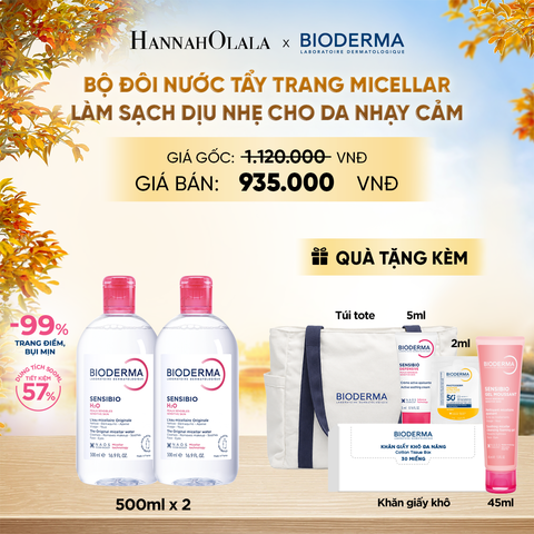  BỘ ĐÔI NƯỚC TẨY TRANG MICELLAR LÀM SẠCH DỊU NHẸ CHO DA NHẠY CẢM - E737 