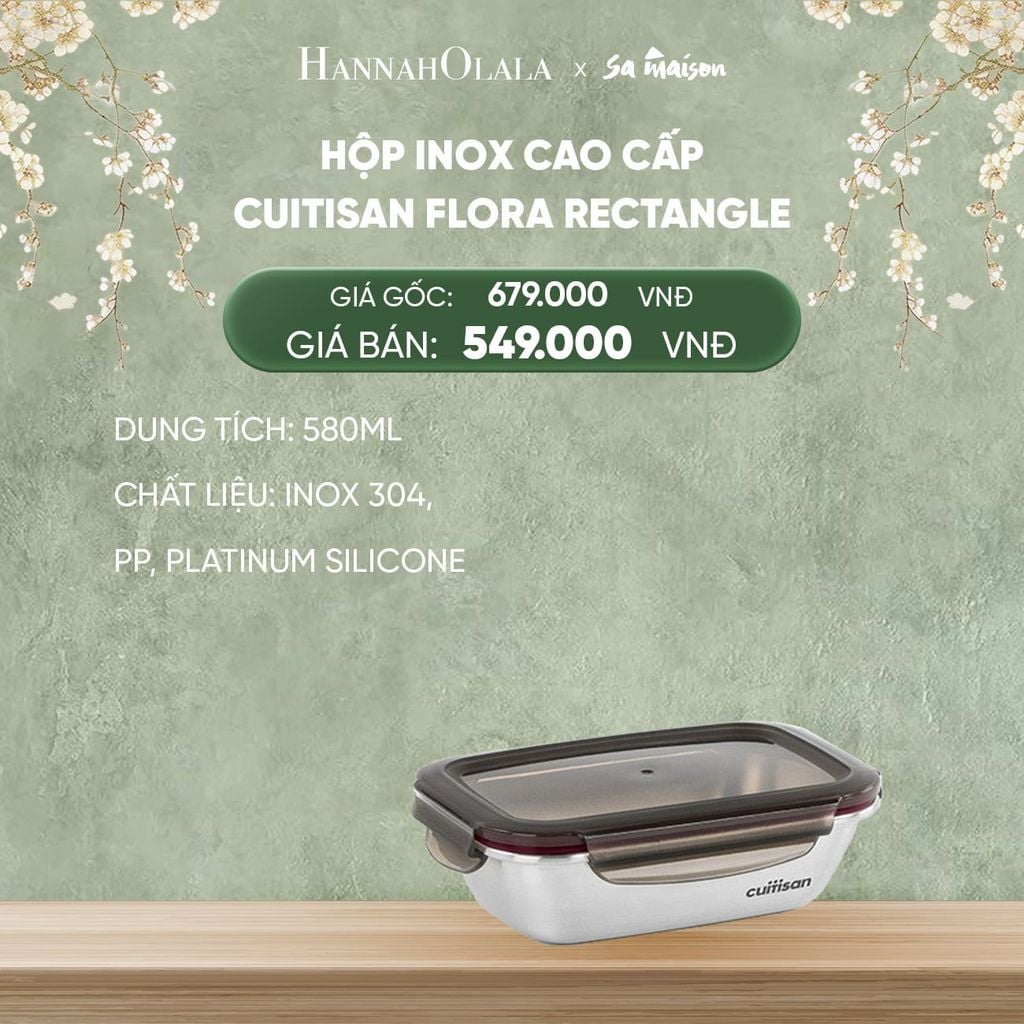  DEAL 16: HỘP INOX CAO CẤP CUITISAN FLORA RECTANGLE 