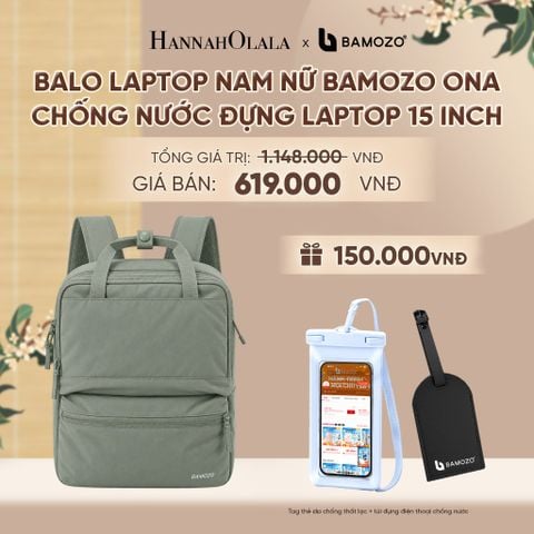  BALO LAPTOP NAM NỮ BAMOZO ONA CHỐNG NƯỚC ĐỰNG LAPTOP 15 INCH, BALO ĐI LÀM CÔNG SỞ SIÊU NHẸ (TAG THẺ DA CHỐNG THẤT LẠC + TÚI ĐỰNG ĐIỆN THOẠI CHỐNG NƯỚC) - A2493 