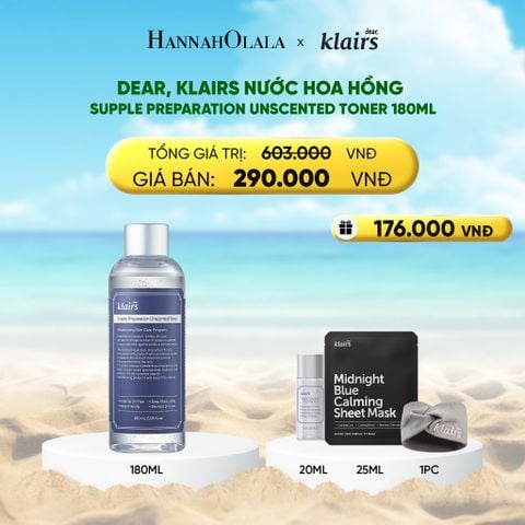  DEAL 1 : DEAR, KLAIRS NƯỚC HOA HỒNG SUPPLE PREPARATION UNSCENTED TONER 180ML 