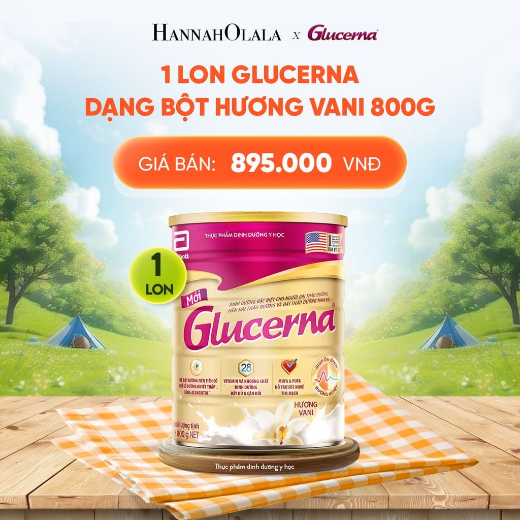  1 LON GLUCERNA DẠNG BỘT HƯƠNG VANI 800G DEAL 1: 