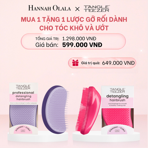  E696_DEAL 1: [MUA 1 TẶNG 1] LƯỢC GỠ RỐI DÀNH CHO TÓC KHÔ VÀ ƯỚT - TANGLE TEEZER SALON ELITE + THE ORIGINAL - PURPLE LILAC & PINK 