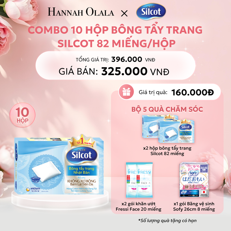  E838: Deal 1: COMBO 10 HỘP BÔNG TRANG ĐIỂM (BÔNG TẨY TRANG) SILCOT 82 MIẾNG/HỘP 