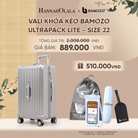  VALI BAMOZO ULTRAPACK LITE CAO CẤP BẢN KHÓA KÉO ( (TẶNG TAG VALI DA + TÚI ĐỰNG ĐT CHỐNG NƯỚC + TÚI ĐỰNG GIÀY + HỘP ĐỰNG BÀN CHẢI) - A2469 