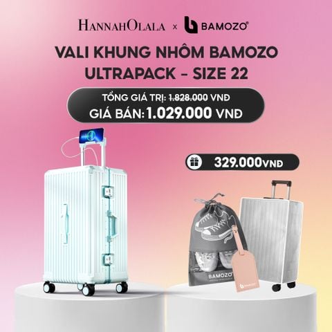  VALI BAMOZO KHUNG NHÔM ULTRAPACK CAO CẤP (TẶNG BỌC VALI CC TRONG SUỐT + THẺ TAG DA CHỐNG THẤT LẠC + TÚI ĐỰNG GIÀY)_A2213 