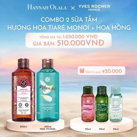  C1089_DEAL 1: COMBO 2 SỮA TẮM HƯƠNG HOA TIARÉ MONOI + HOA HỒNG 